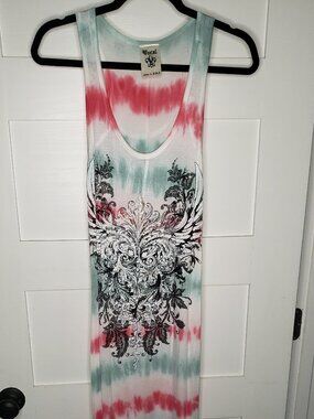 Vocal Women's Tie-Dye Maxi Dress with Rhinestone Design